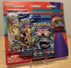 POKEMON XY PHANTOM FORCES / XY EVOLUTIONS 3 pack blister-w/Venusaur pin SEALED - Image 1