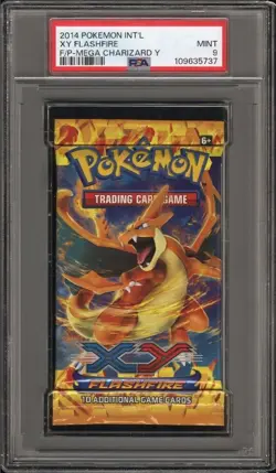 2014 XY Flashfire Foil Booster Pack Featuring Mega Charizard Y Pokemon PSA 9 - Image 1