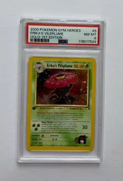 Pokemon Erika's Vileplume Gym Heroes 1st Ed Holo #5 PSA 8 NM-MT FRESH GRADE! - Image 1