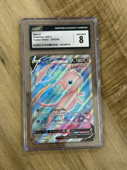 2021 Pokemon Mew V 250/264 Fusion Strike Full Art CGC 8 - Image 1
