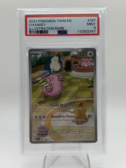 PSA 9 Chansey 187/167 Twilight Masquerade Holo Full Art Graded Pokemon Card - Image 1