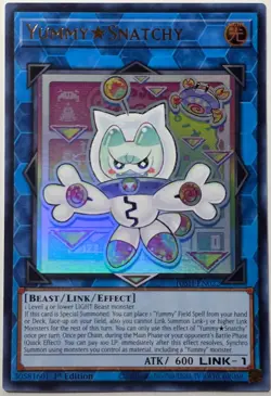 Yugioh Yummy Snatchy JUSH-EN022 Uiltra Rare 1st Edition - Image 1