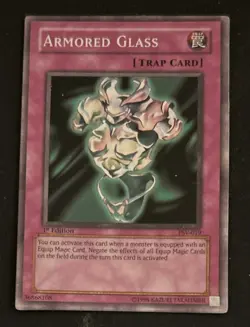 1996 Yu-Gi-Oh! 1st Edition Armored Glass Card #PSV019 GD Scratched - Image 1