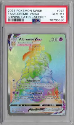 2021 Pokemon SWSH Shining Fates-Secret, #073, FA/Alcremie VMax, PSA 10 G. Mint - Image 1