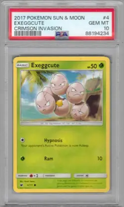 2017 Pokemon Sun & Moon, Crimson Invasion, #4, Exeggcute, PSA 10, Gem Mint - Image 1