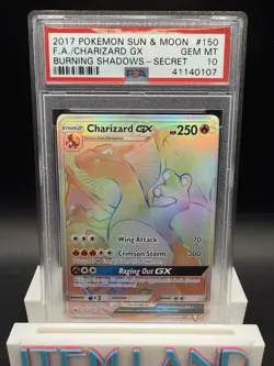2017 Pokemon Sun & Moon Burning Shadows Charizard GX 150 Rainbow PSA 10 Gem Mint - Image 2