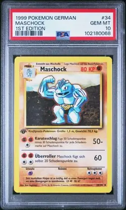 PSA 10 MASCHOCK 34 BASE SET GERMAN 1ST EDITION POKEMON GEM MINT - Image 1