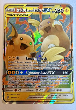 Pokemon TCG Unified Minds Holo Card Raichu Alolan Raichu GX 54/236 SM NM - Image 1
