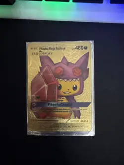 Pikachu Mega Sableye HP480 Gold Foil Fan Art Display Card - Image 1