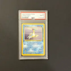 PSA 8 LAPRAS 1st Edition Fossil Holo Rare Pokemon Card #10 NM-MT CLEAN HOLO! - Image 1