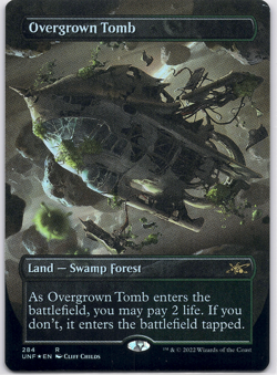 Overgrown Tomb (Borderless - Foil) [Unfinity] (UNF) [MTG] Magic the Gathering - Image 1