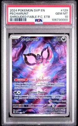 Pecharunt #129 - Shrouded Fable Pokemon Center Stamped Promo - PSA 10 - Image 1