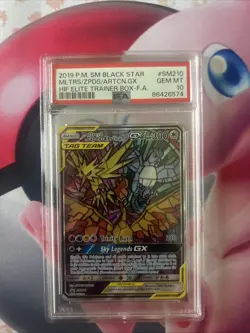 2019 POKEMON SM210 BLACK STAR PROMO FULL ART/MOLTRES ZAPDOS & ARTICUNO GX PSA 10 - Image 1