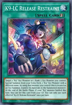 Yugioh! - K9-LC Release Restraint - JUSH-EN038 - Super Rare - 1'st Ed. - NM/M - Image 1