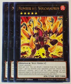 Yugioh x3 Number 61: Volcasaurus JUSH-EN043 Rare 1st Edition - Image 1