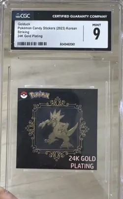 **CGC 9** Golduck Pokemon Candy Stickers (2023) Korean Striking 24k Gold Plating - Image 1
