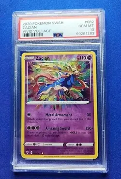 PSA 10 💎 Zacian 082/185 Swsh04: Vivid Voltage Holo 2020 Pokemon Amazing Rare - Image 1