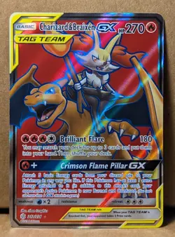 Pokemon Charizard & Braixen GX 212/236 Sun and Moon Cosmic Eclipse (Full Art) - Image 1