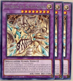 Yugioh - 3x Mysterion the Dragon Crown - JUSH-EN013 - Rare - 1'st Ed. - NM/M - Image 1