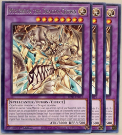 Yugioh - 3x Mysterion the Dragon Crown - JUSH-EN013 - Rare - 1'st Ed. - NM/M - Image 1