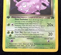 Dark Weezing Team Rocket 31/82 1st Edition Pokemon Card - LP - Image 4