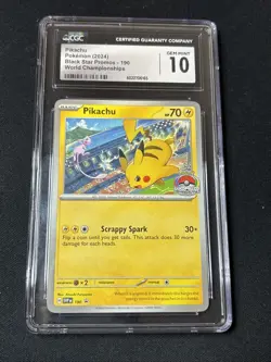 CGC 10 Pokemon Pikachu 2024 World Championships Promo - SVP: 190 Gem Mint PSA - Image 1
