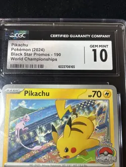 CGC 10 Pokemon Pikachu 2024 World Championships Promo - SVP: 190 Gem Mint PSA - Image 2