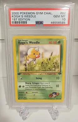 PSA 10 Pokemon Koga's Weedle #82 - 1st Edition Gym Challenge - Image 1