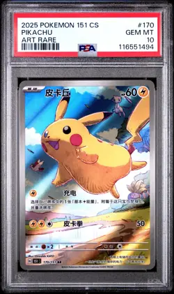 2025 POKEMON SIMPLIFIED CHINESE 151 C-COLL 151 ART RARE #170 PIKACHU PSA 10 - Image 1
