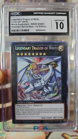Yugioh - Legendary Dragon Of White WSUP-EN051 1st Prismatic Secret Rare CGC 10 - Image 1