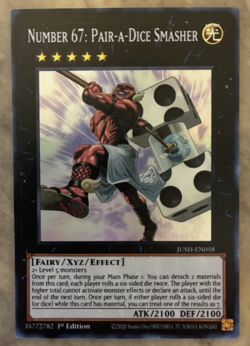 Yugioh! - Number 67: Pair-a-Dice Smasher JUSH-EN058 - Super Rare - 1'st Ed. NM - Image 1