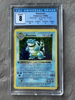 1999 Pokemon Base Set 1st Edition Shadowless Holo Blastoise #2 CGC 8 NM-MT - Image 1