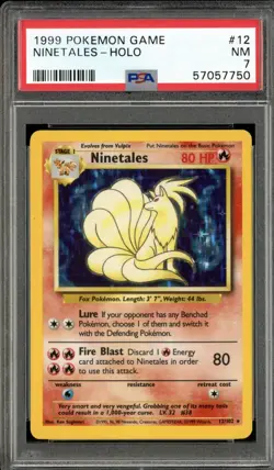 1999 POKEMON BASE SET UNLIMITED #12 NINETALES-HOLO PSA 7 - Image 1