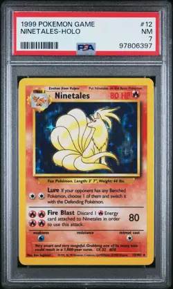1999 POKEMON BASE SET UNLIMITED #12 NINETALES-HOLO PSA 7 - Image 1