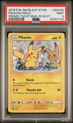 2019 Pokemon Sun & Moon Black Star Promos Team Up Blister SM162 Pikachu PSA 9 - Image 1