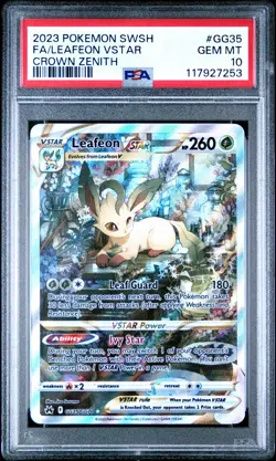 2023 POKEMON SWORD & SHIELD CROWN ZENITH #GG35 FULL ART/LEAFEON VSTAR PSA 10 - Image 1