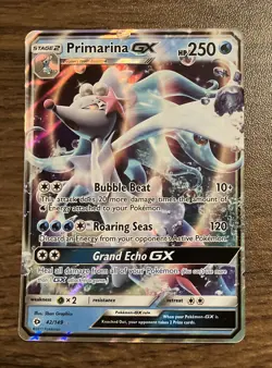 Primarina GX 42/149 Ultra Rare Full Art - 2017 Pokemon Sun & Moon Base NM - Image 1