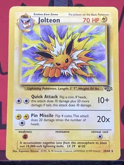 Jolteon 20/64 Jungle Set Regular Rare 1999 WOTC Pokemon TCG MP - Image 3