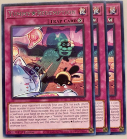 Yugioh - 3x Yummy Redemption - JUSH-EN026 - Rare - 1'st Ed. - NM/M - Image 1