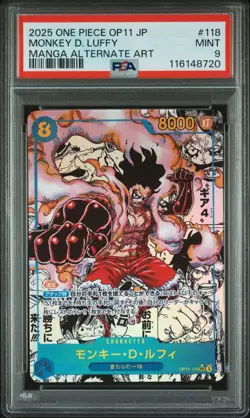 PSA 9 One Piece Card Monkey D. Luffy Gear 4 Manga Alt OP11-118 Fist of Divine #2 - Image 1
