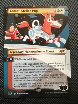 Comet, Stellar Pup Galaxy FOIL MTG Magic Unfinity 526 Borderless Extended Art NM - Image 1