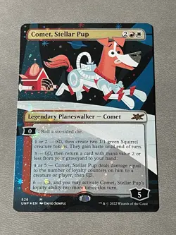 Comet, Stellar Pup Galaxy FOIL MTG Magic Unfinity 526 Borderless Extended Art NM - Image 1