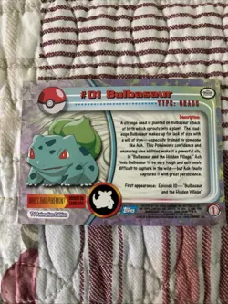 Topps Series 1 Holo Bulbasaur 01 Near Mint -Holo Pokemon Card- Black Logo (6s) - Image 3