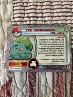 Topps Series 1 Holo Bulbasaur 01 Near Mint -Holo Pokemon Card- Black Logo (6s) - Image 6