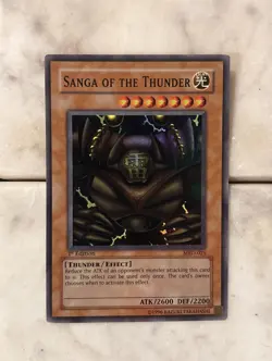 Yugioh Sanga of the Thunder Super Rare MRD-025 1st Edition Lightly Played - Image 1