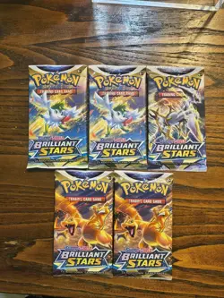 Pokemon TCG: Sword & Shield Brilliant Stars Booster Packs Lot Of 5 - Image 1