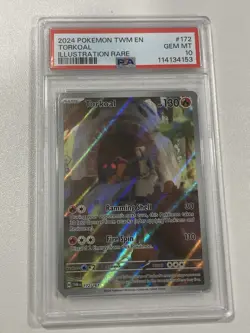 2024 POKEMON TWM EN-TWILIGHT MASQUERADE ILLUSTRATION RARE #172 TORKOAL PSA 10 - Image 1