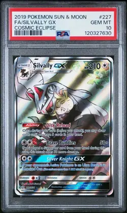 2019 Pokemon SM Cosmic Eclipse Full Art/Silvally GX Alt #227 PSA 10 GEM MT - Image 1