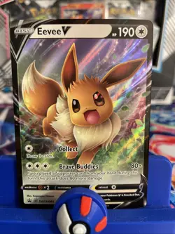 Pokemon Card TCG - Eevee V SWSH065 Black Star Promo Sword & Shield Promo NM - Image 1