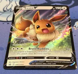 Pokemon Card TCG - Eevee V SWSH065 Black Star Promo Sword & Shield Promo NM - Image 1